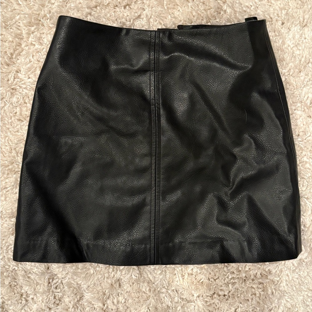 Black Mini Faux Leather Skirt